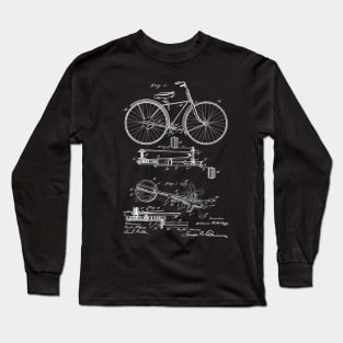 Bicycle Vintage Patent Hand Drawing Long Sleeve T-Shirt